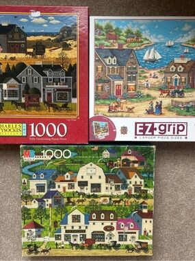 EZ-grip and Charles Wysocki Village 1000-Piece Puzzle Bundle - Multi